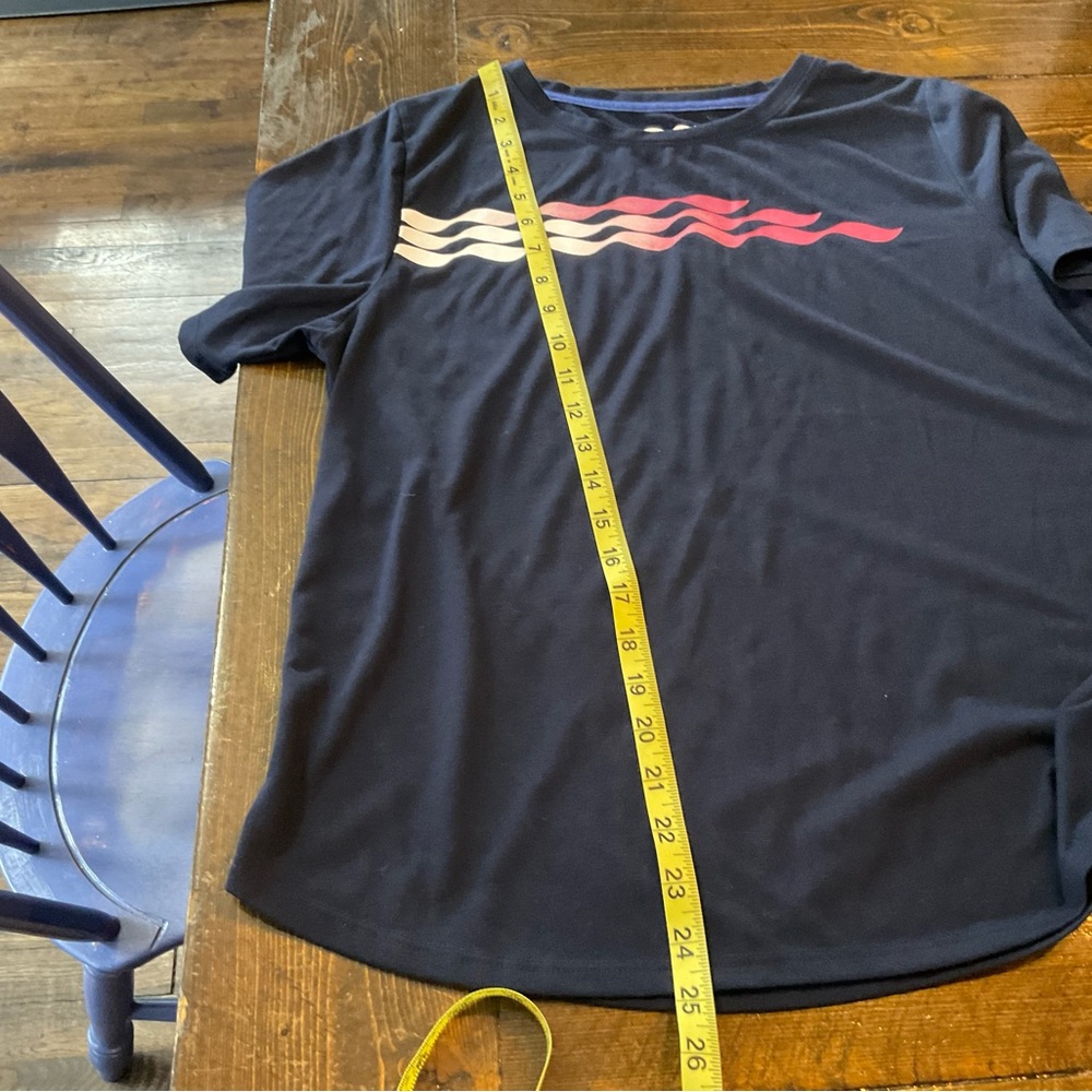 Navy T-Shirt with Wave Design